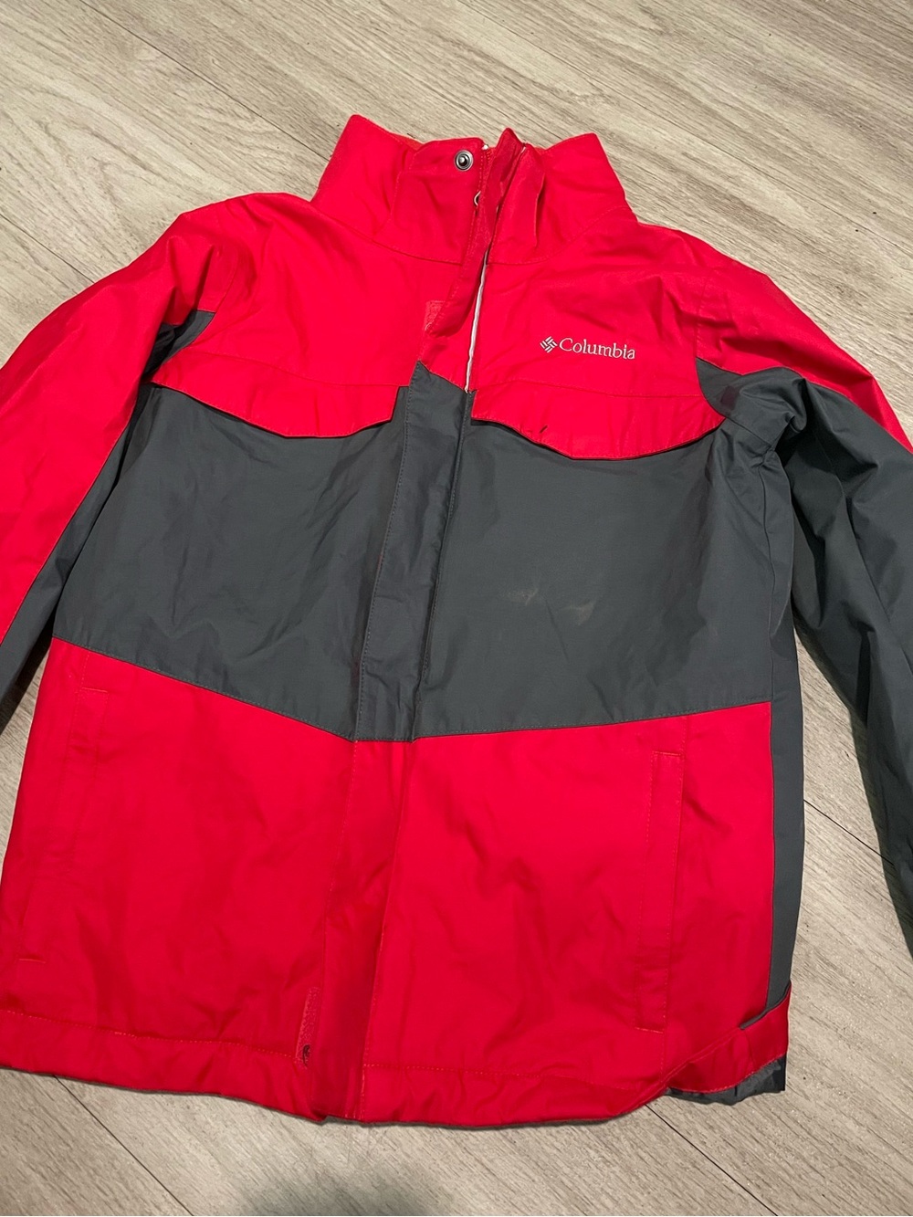 Columbia Kids Red and Gray Waterproof Rain Jacket